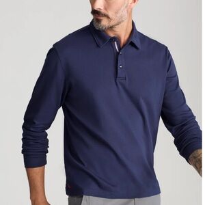 UNTUCKit Men’s size Large Navy Blue Damaschino Long Sleeve Polo Shirt